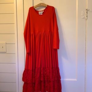 red long sleeve dress